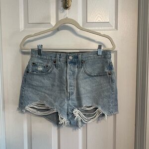 Levi's Light Blue Distressed Jean Shorts
